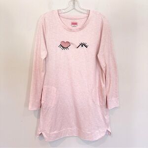 KATE SPADE Women's Long Sleeve‎ "Winking Eye" Sleep Nightgown Pink Size Small